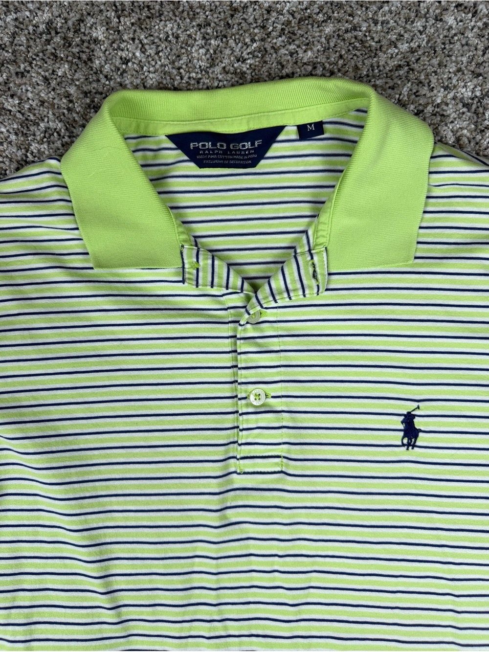Polo by Ralph Lauren Neon Lime & Navy Striped Golf Polo